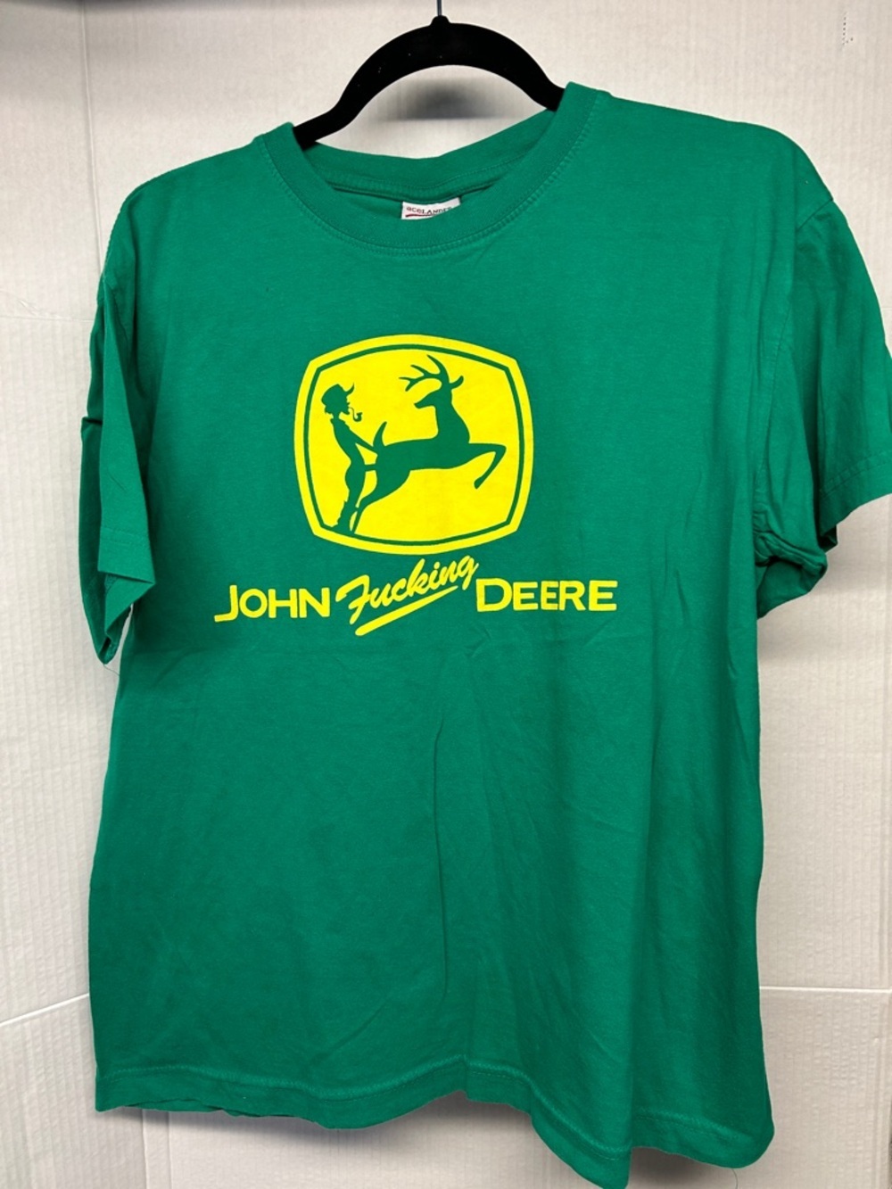 John fucking Deere Green Tee with Yellow Logo Graphic size L